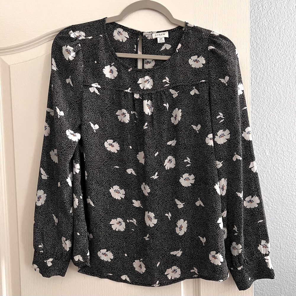 JCrew Wonens Floral long sleeve blouse. Sz Sm